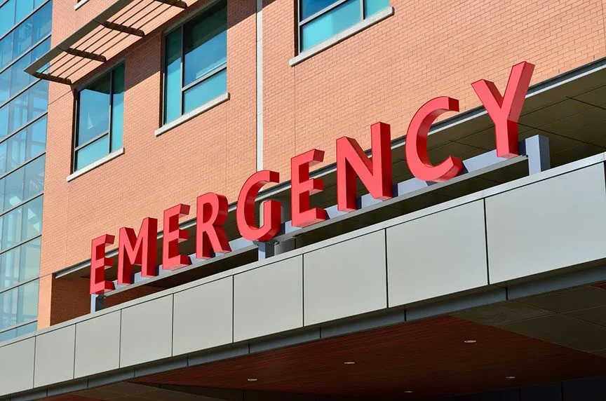 Entrance of the emergency department at a hospital.