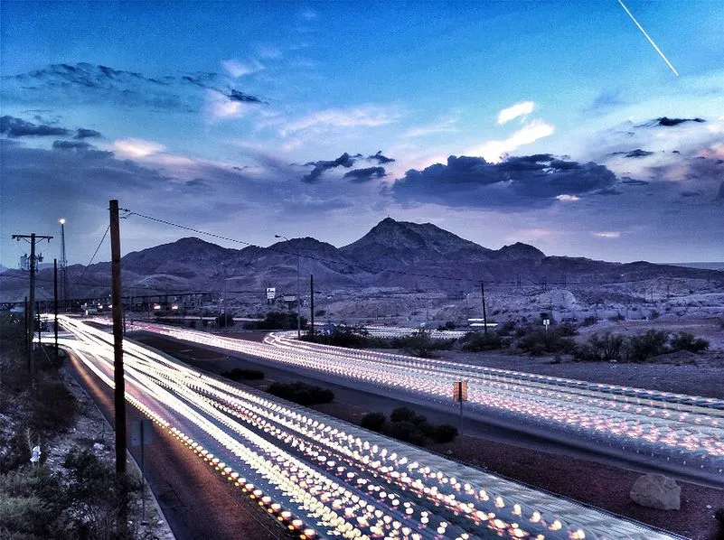 Light trails in El Paso, Texas.