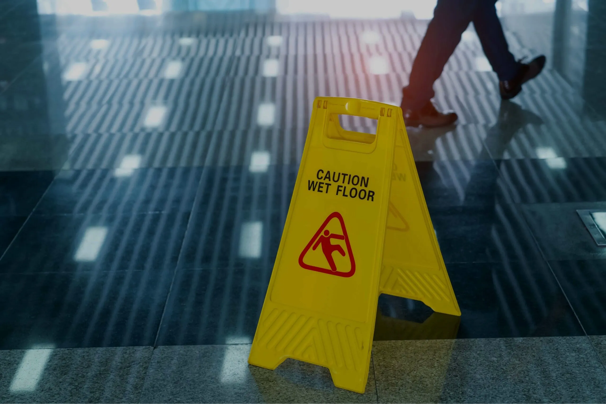 "Caution wet floor" sign