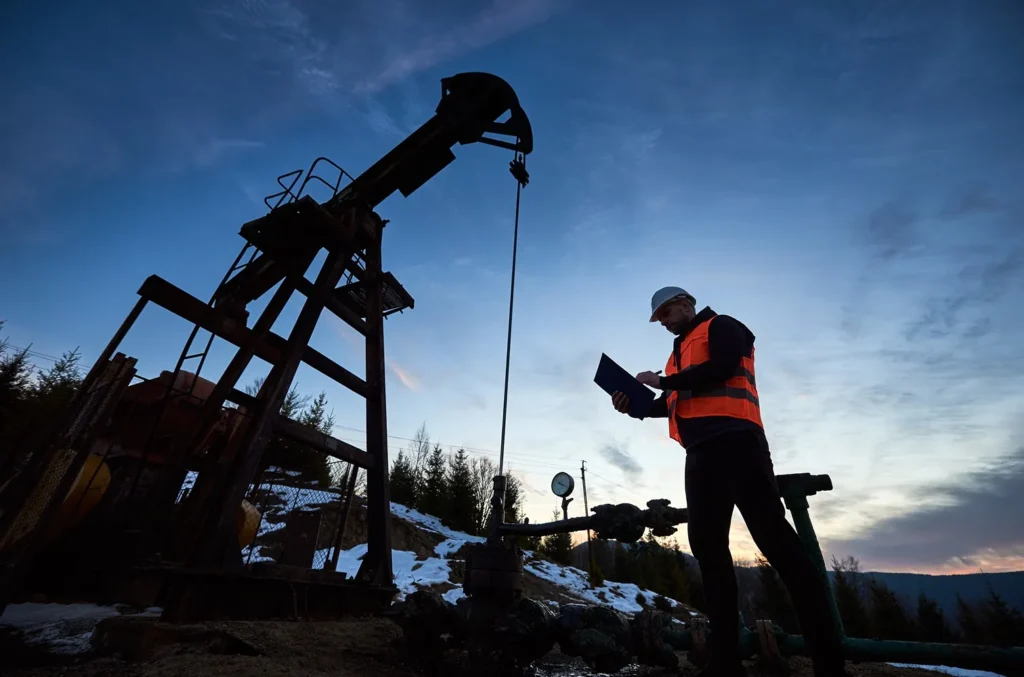 A man working on an oil field.