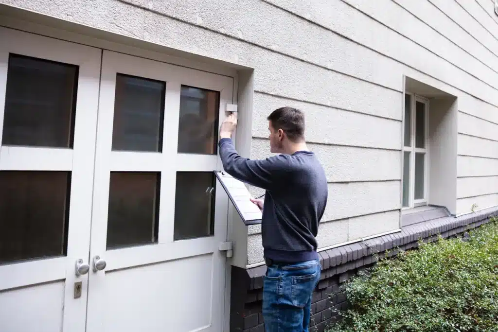 A home owner inspecting a rental property.